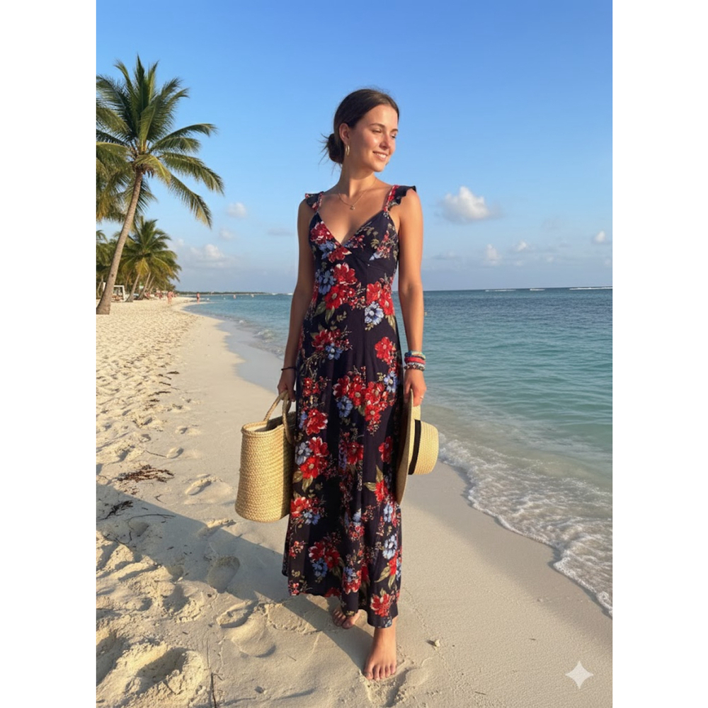 Charlotte Russe Floral Boho Maxi Dress Small